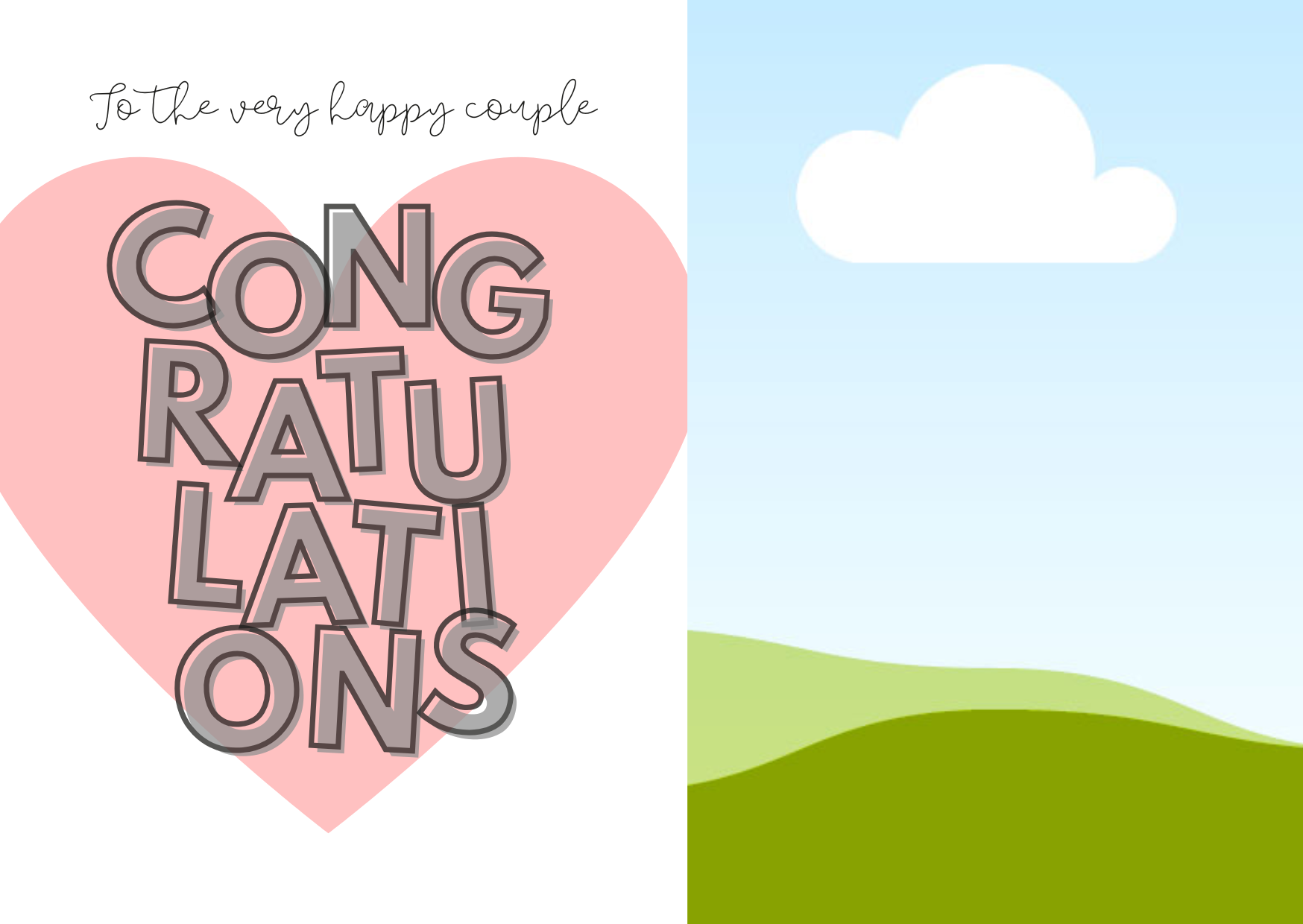 White & Pink Heart Wedding Card - Image 2
