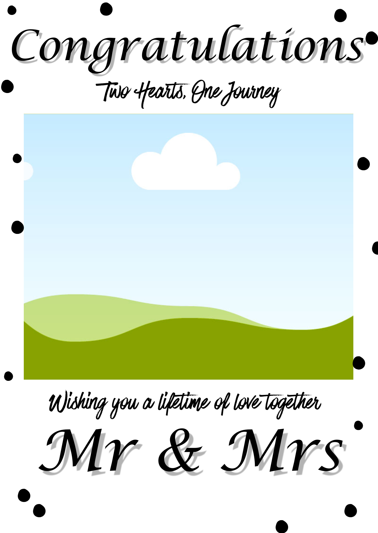 Black & White Mr and Mrs Congratulations Wedding Card - Image 2