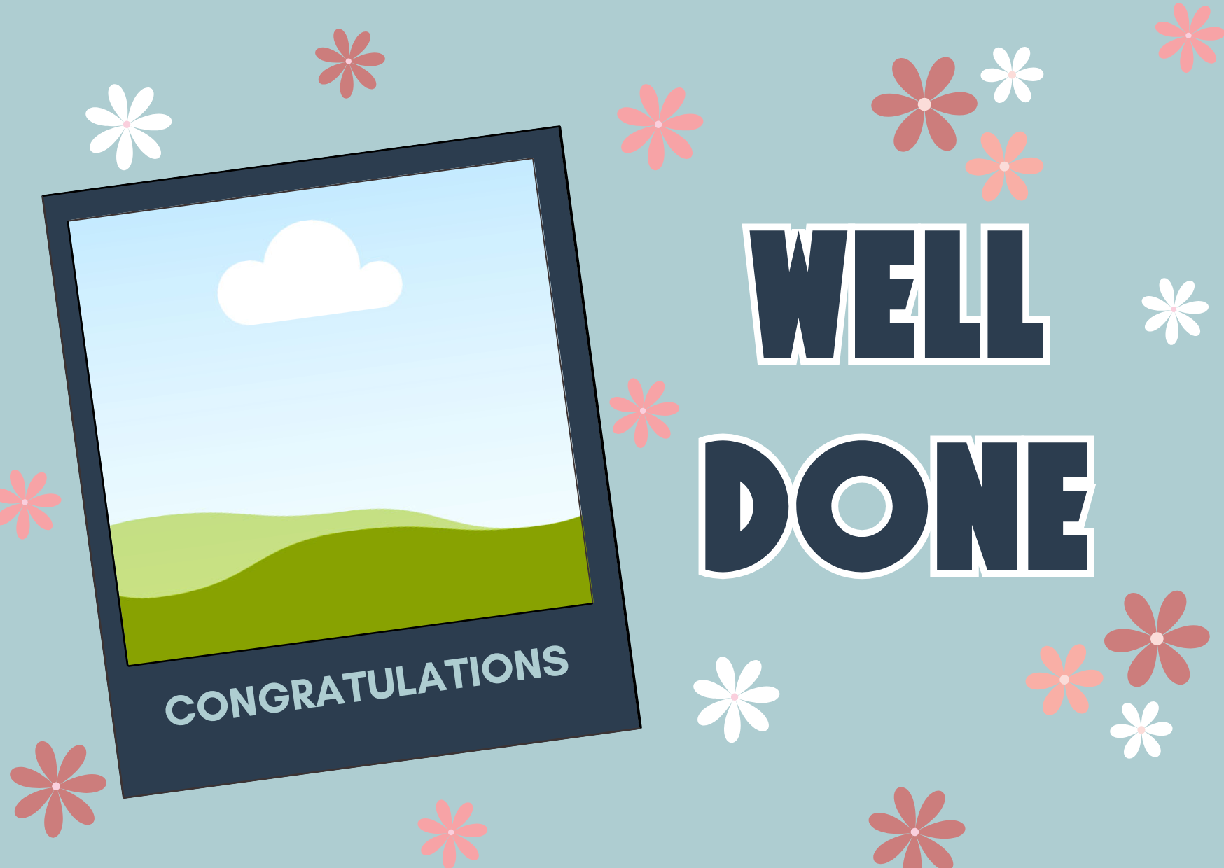Blue Floral Well Done Card - Image 2