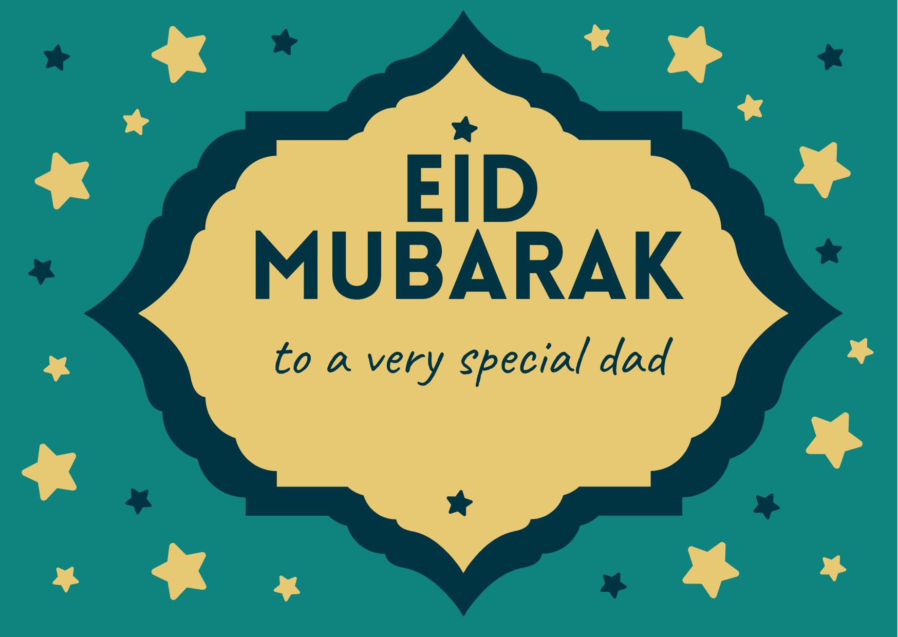 Salaam! Eid Mubarak Green and Gold Dad Card - Image 2