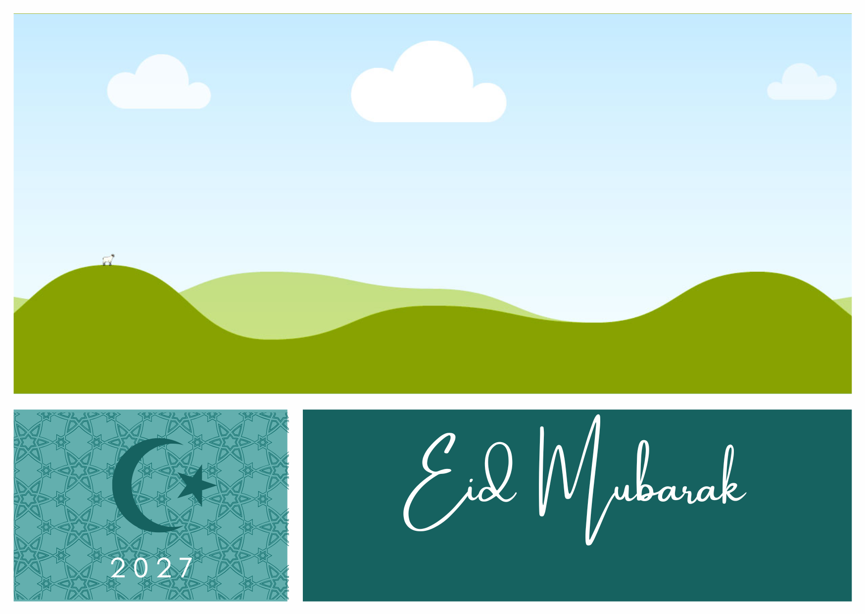 Salaam! Eid Mubarak Dark Green Photo Card - Image 2
