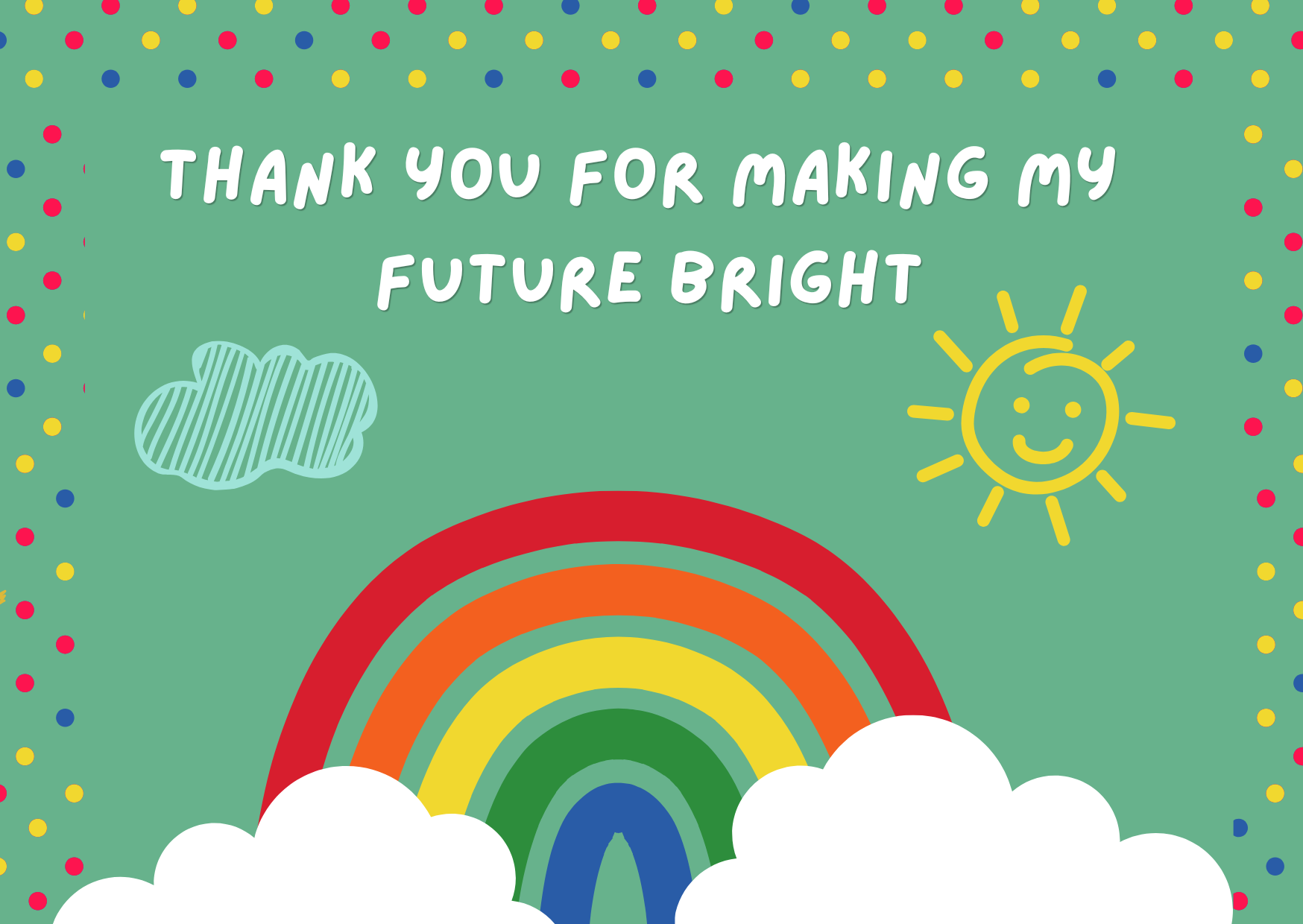 Green Rainbow Thank you Teacher Card - Image 2