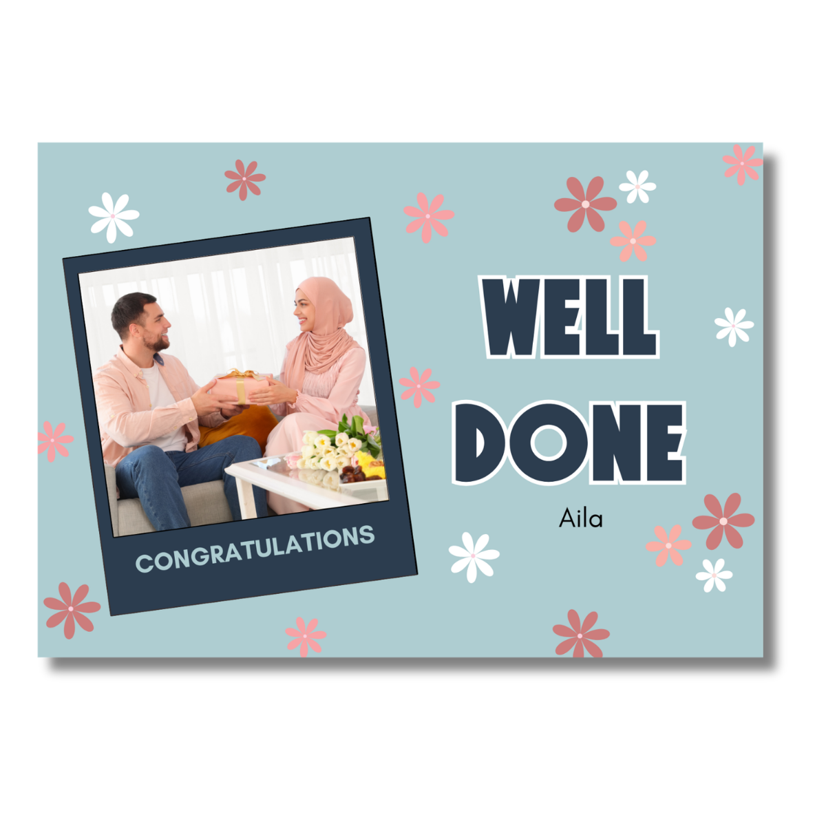 Blue Floral Well Done Card