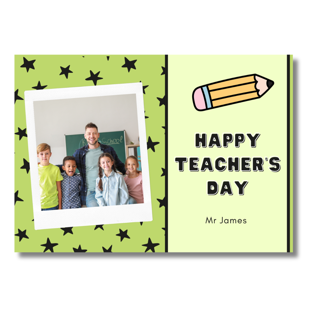 Green Star Teacher's Day Card