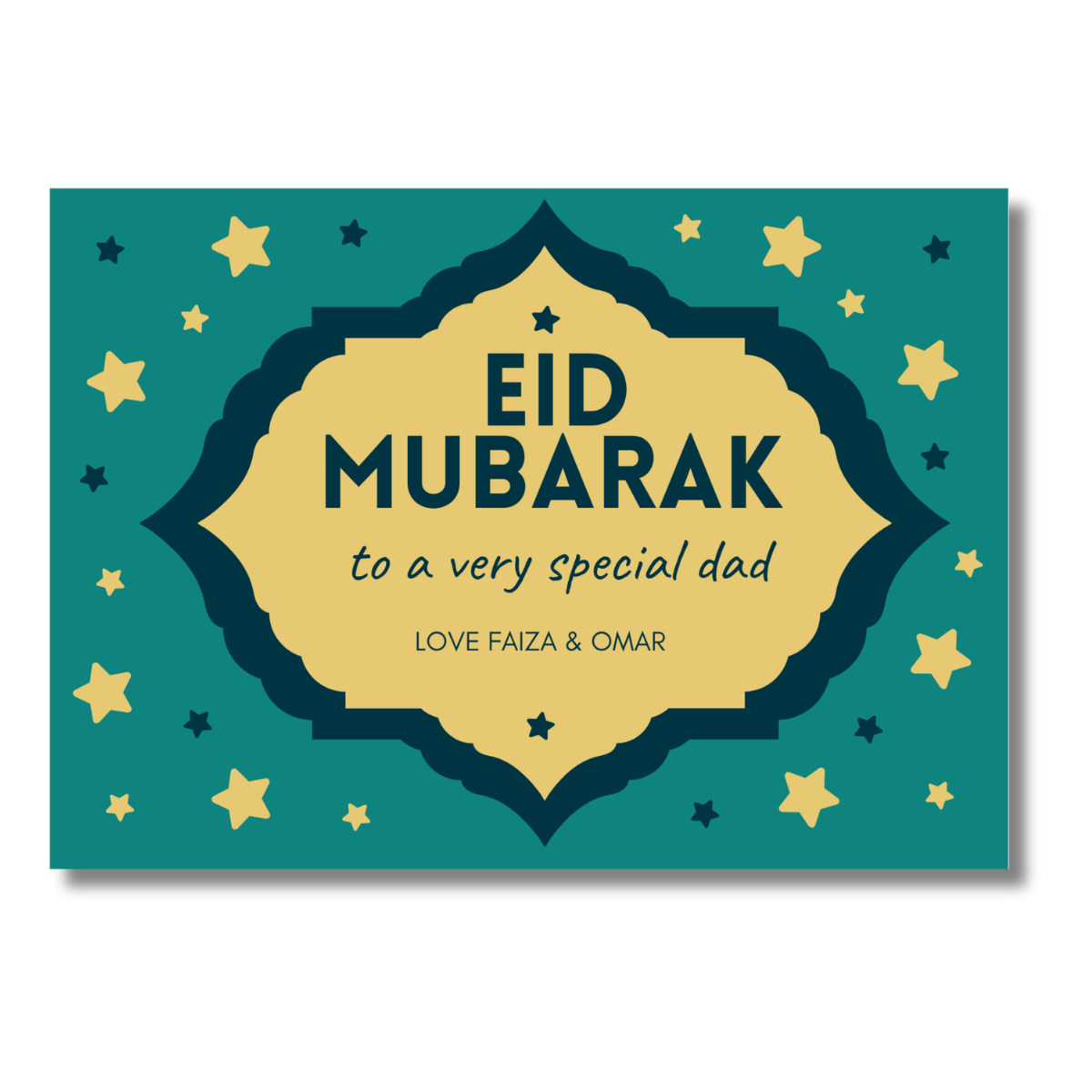 Salaam! Eid Mubarak Green and Gold Dad Card