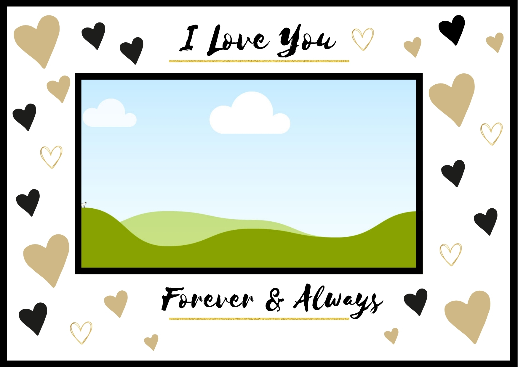 Black White Gold Heart I Love You Anniversary Card - Image 2