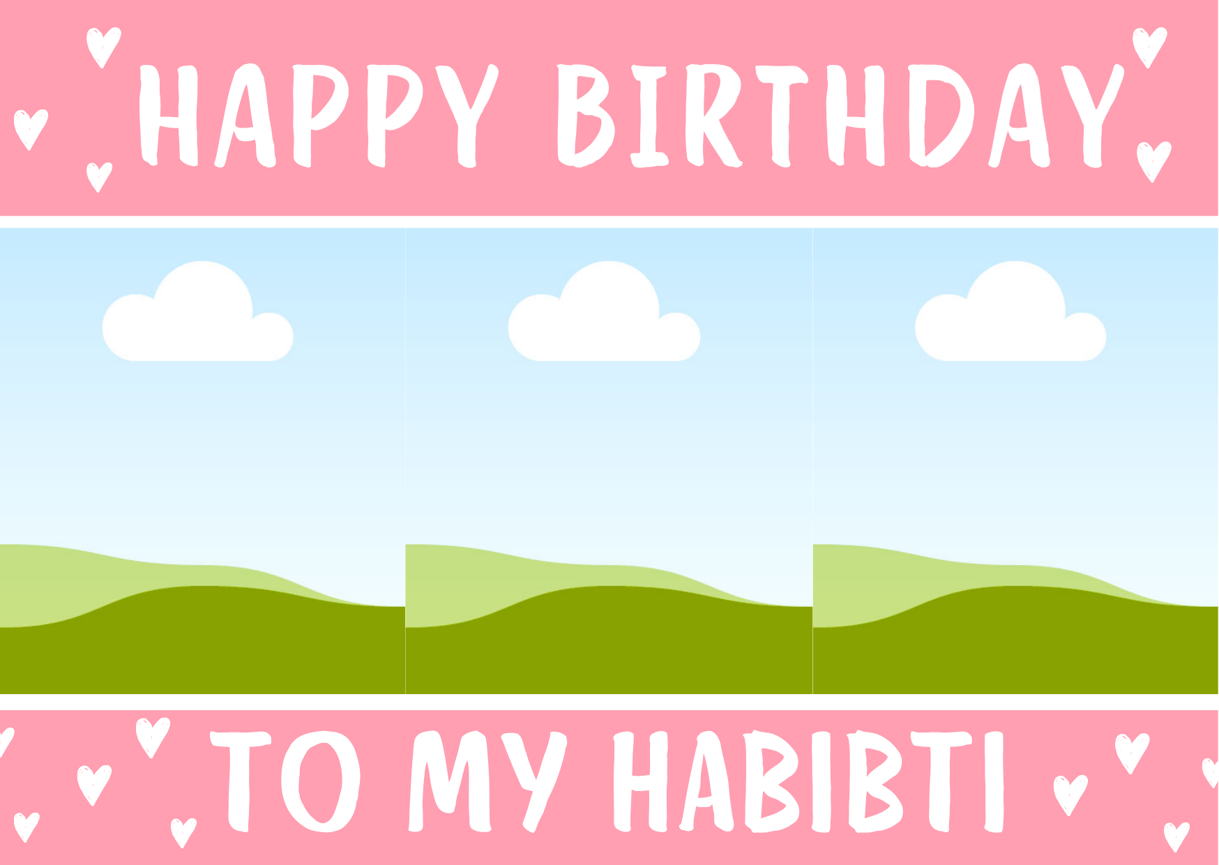 Pink White Heart Happy Birthday Habibti Card - Image 2