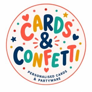 cards and confetti peach logo