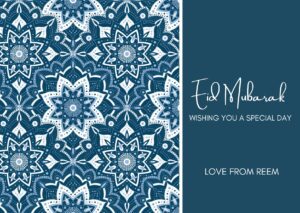 Eid Mubarak Blue Paisley Pattern
