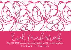 Pink Eid Mubarak Swirl Pattern
