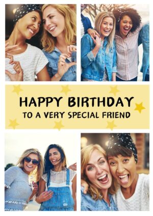Yellow Happy birthday 4 Pic card