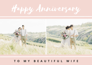 Pink Whimsical Anniversary Wife Card