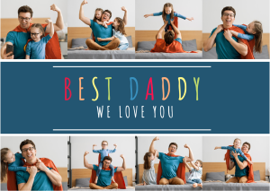 Blue Best Daddy Superhero Card