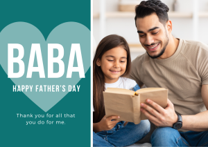 Dark Teal Baba Father's Day Card