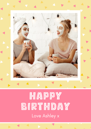 Yellow & Coral Birthday Card