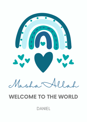 Blue Rainbow MashaAllah Card