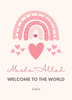 Pink Rainbow MashaAllah Card