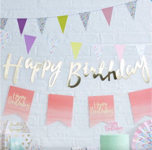 Gold Happy Birthday Banner
