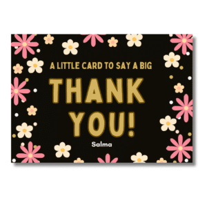 Black Gold Dot Floral Thank You Card