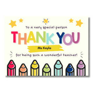 Rainbow Crayon Thank You Teacher Card