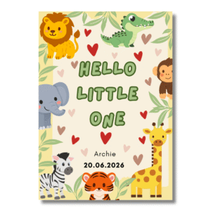 Yellow Jungle Hello New Baby Card