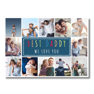 Blue Colourful Best Daddy Photo Collage Card