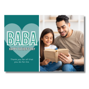 Dark Teal Heart Baba Happy Father's Day Card