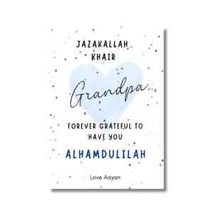 White Blue Grandpa Heart Jazakallah Khair Card