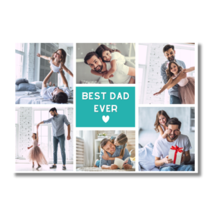 Blue Best Dad Ever Photo Collage Card