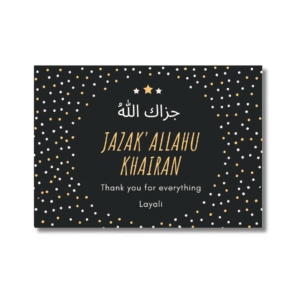 Black & Gold Jazak'Allahu Khair Card
