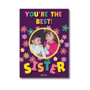 Purple Floral Best Sister Card