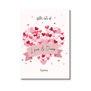 Red & Pink Heart Love & Du'as Islamic card