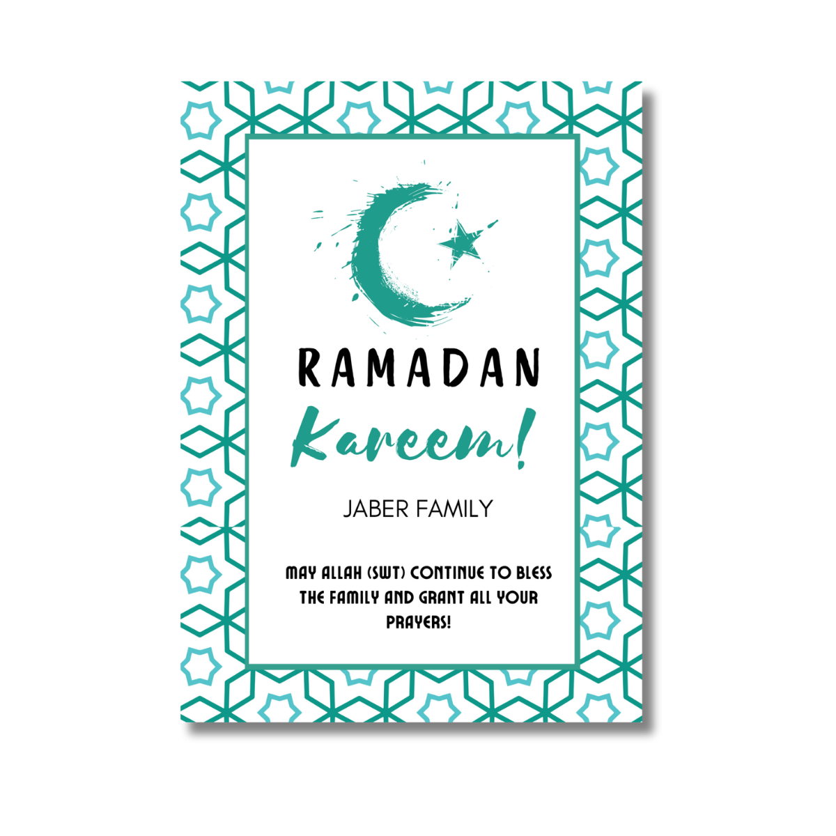 Salaam! Green & Blue Geo Ramadan Card