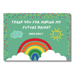 Green Rainbow Thank you Teacher Card
