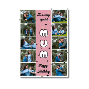 Pink Sparkle Mum Picture Collage Card