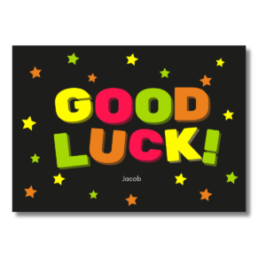 Black Bold Star Good Luck Card