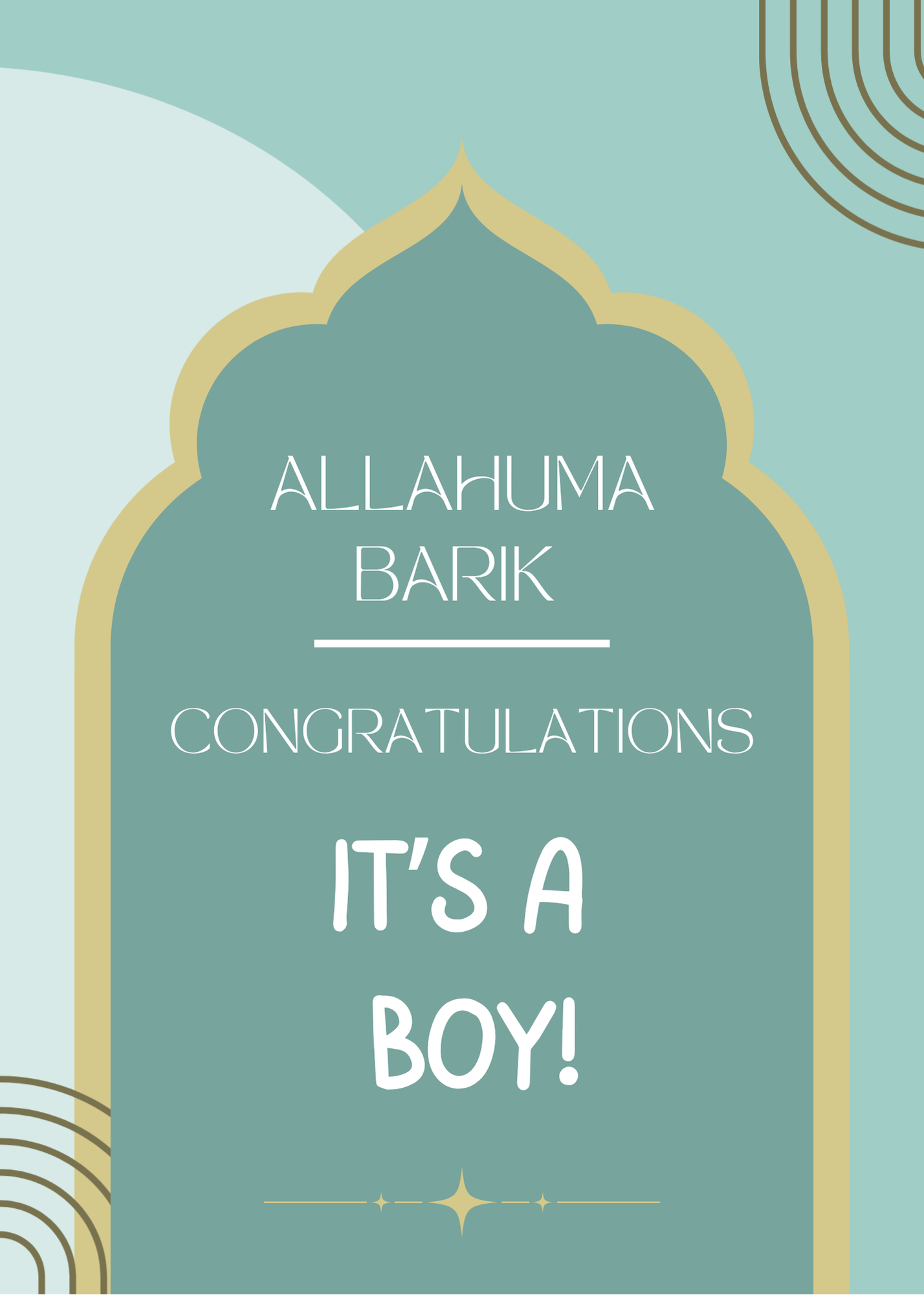 Green Allahuma Barik Baby Boy Card - Image 2