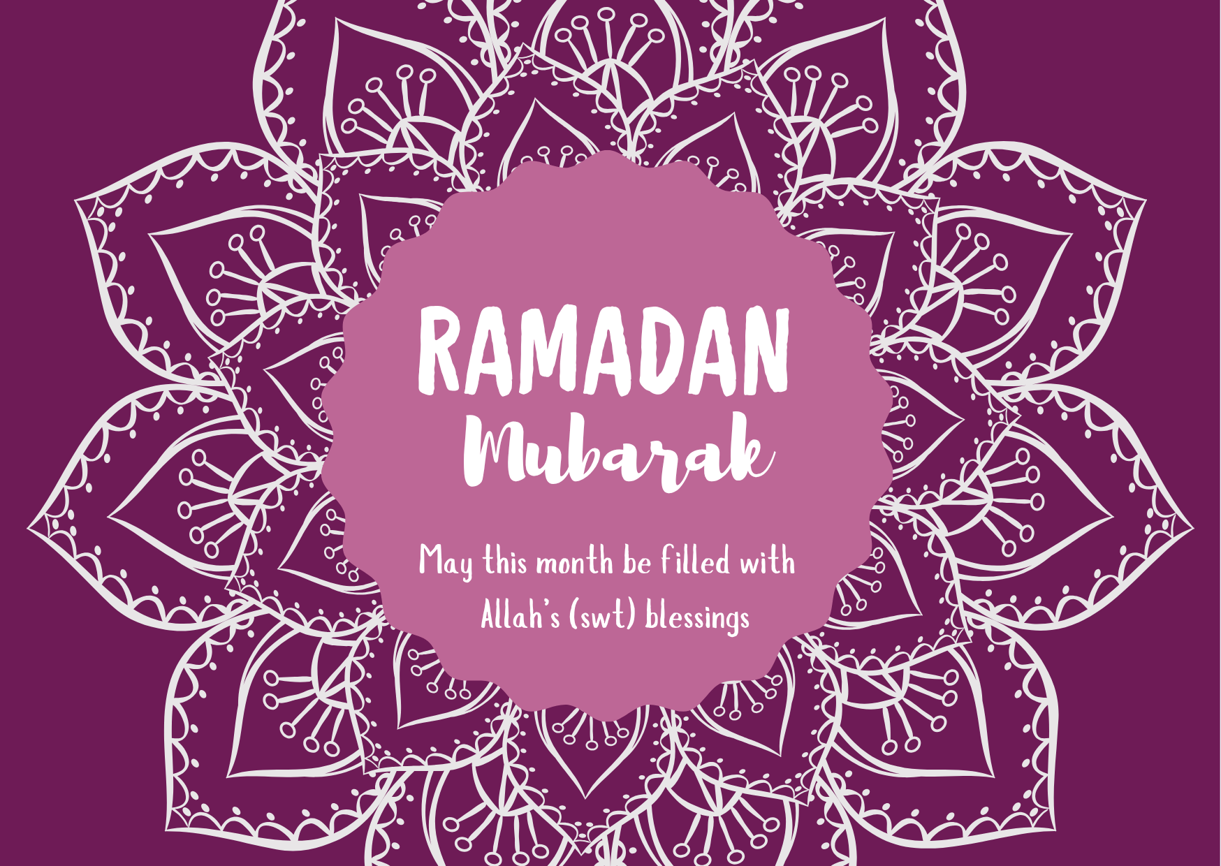 Salaam! Purple Light Mandala Ramadan Card - Image 2