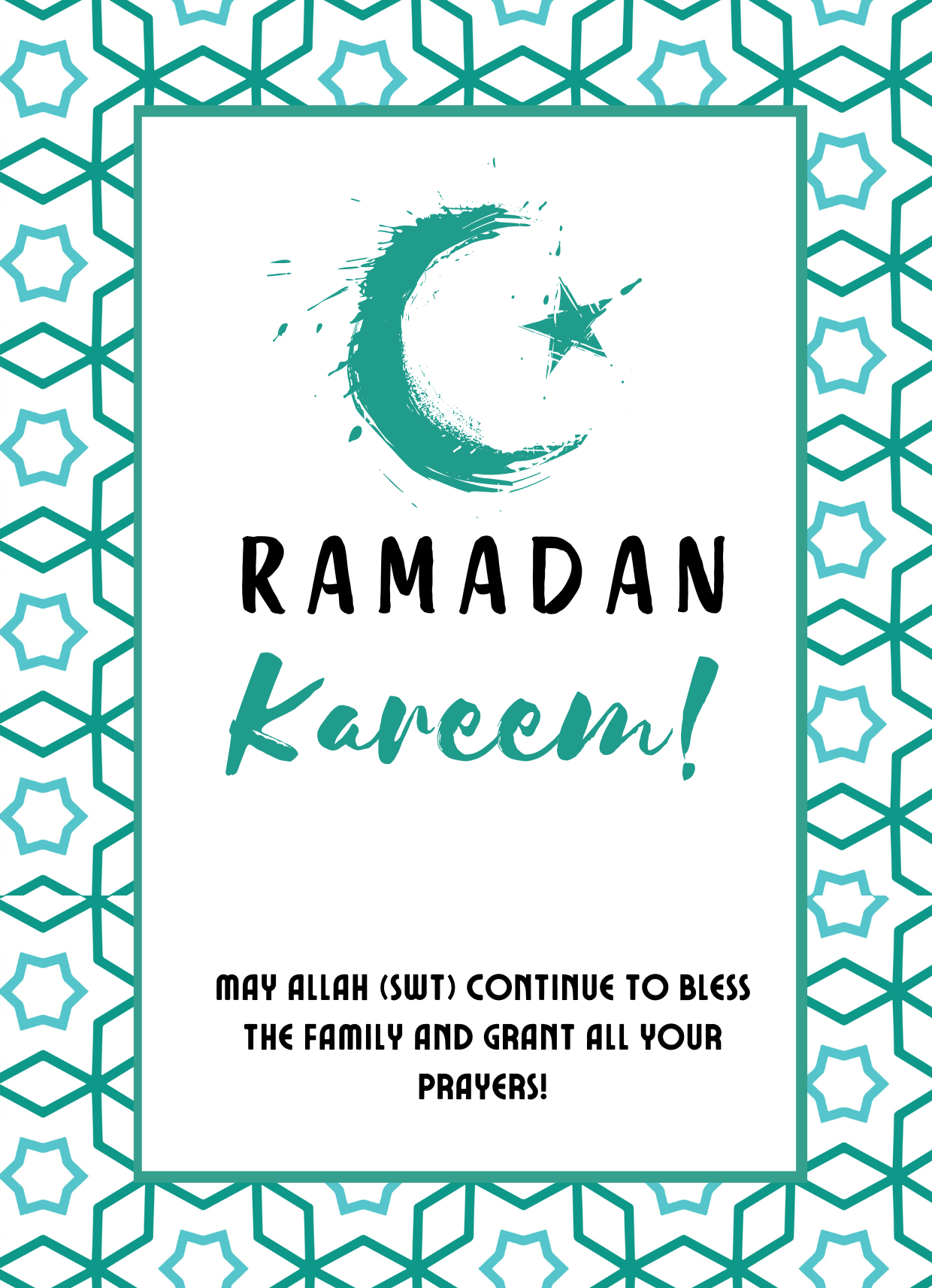 Salaam! Green & Blue Geo Ramadan Card - Image 2