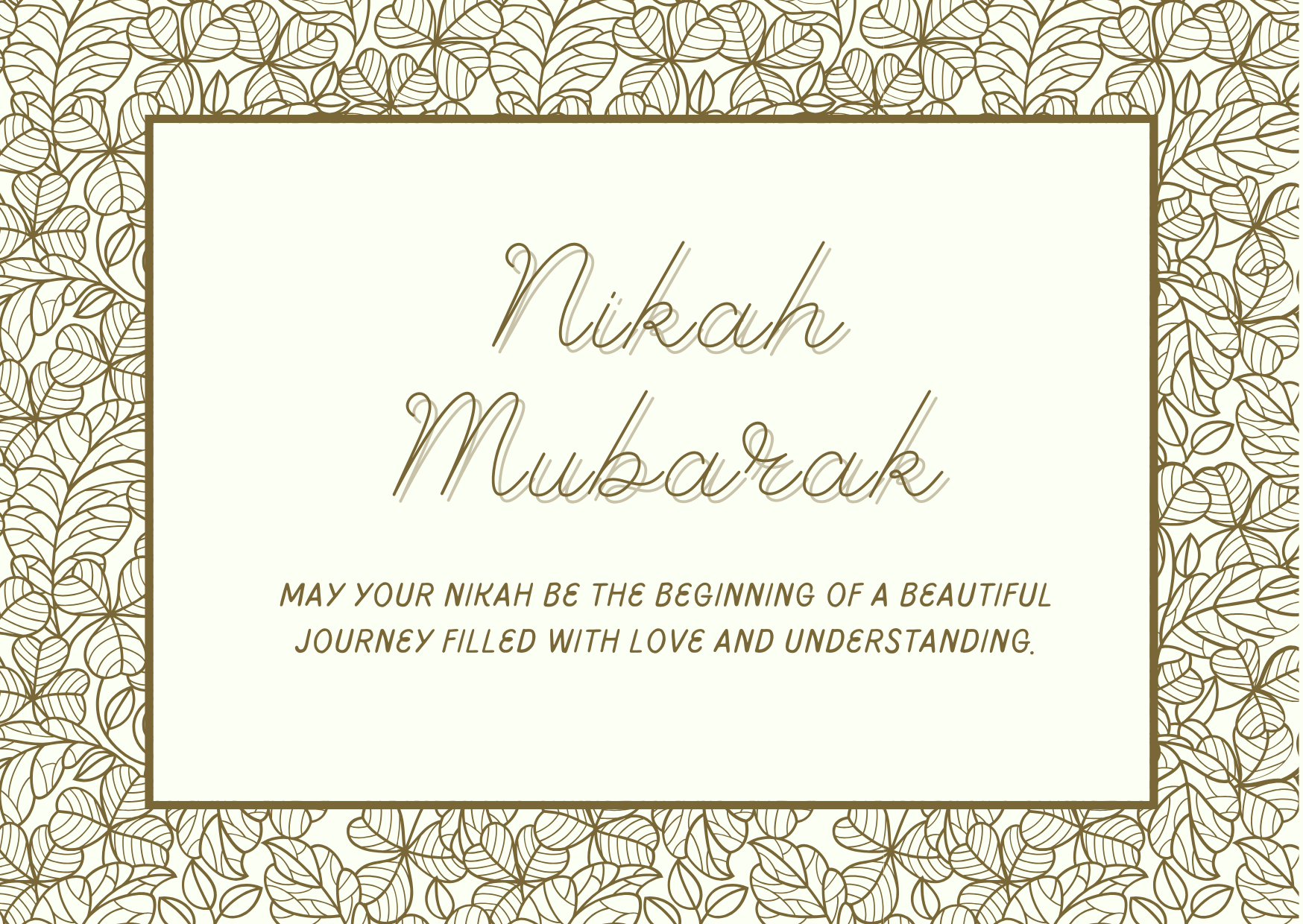 Gold Leaf Nikah Mubarak Card - Image 2