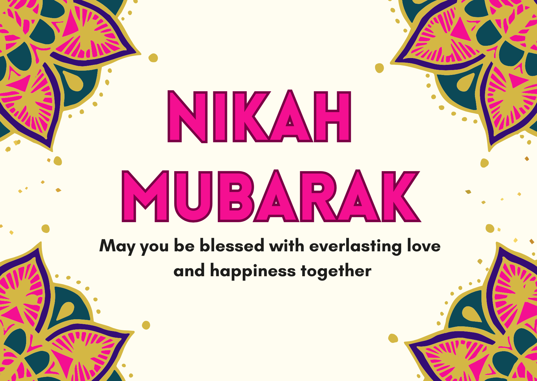 Colourful Mandala Nikah Mubarak Card - Image 2