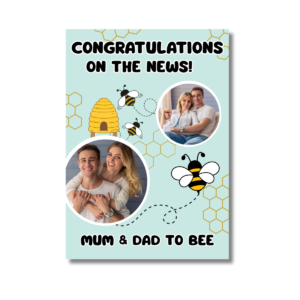 Blue Congratulations Mum & Dad Bee Card