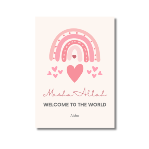 Pink Masha'Allah Welcome to the World Baby Card