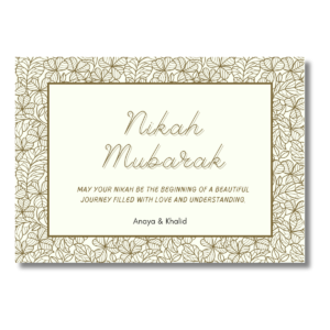 Gold Leaf Nikah Mubarak Card