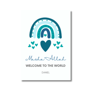 Blue Masha'Allah Welcome to the World Baby Card