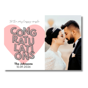 White & Pink Heart Wedding Card