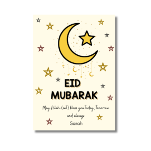 Salaam! Beige & Gold Eid Mubarak Crescent Card