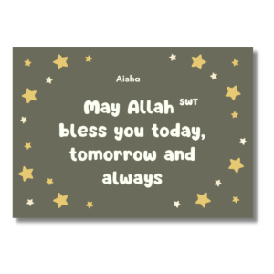 Salaam! Grey Gold Star Bless Today Tomorrow Always Card