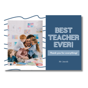 Blue & White Best Teacher Ever card