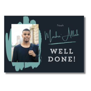 Teal & Black Masha'Allah Well Done card